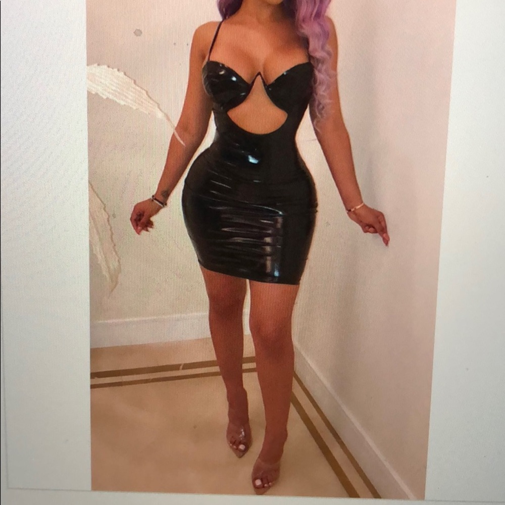 PU mini spaghetti strap dress